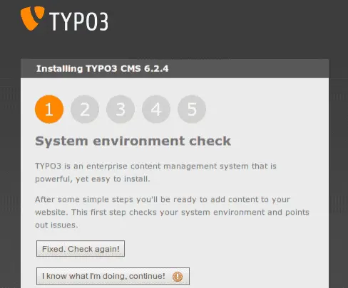 Fehlerhafter TYPO3 System environment check
