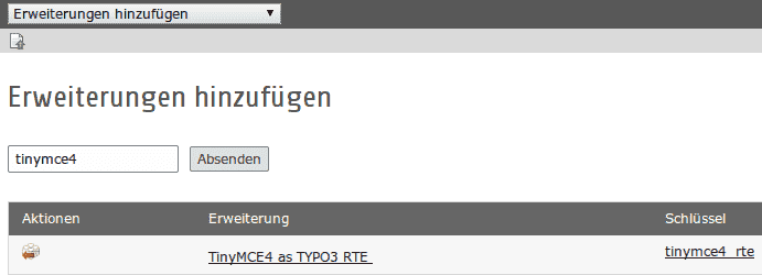 Extensions wählen
