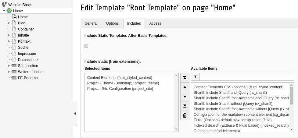 Example of StaticTS Includes